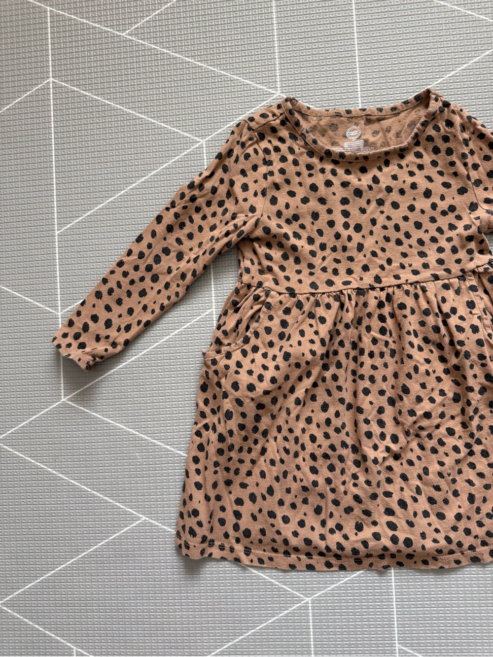 Wonder nation|Baby girl/toddler Long-Sleeve Brown Spotted Dress,animal print•3T